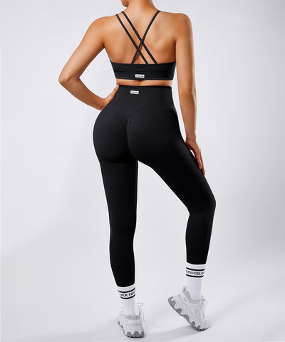 Ensemble de 2 leggings sans couture à bretelles asymétriques pour rehausser les fesses