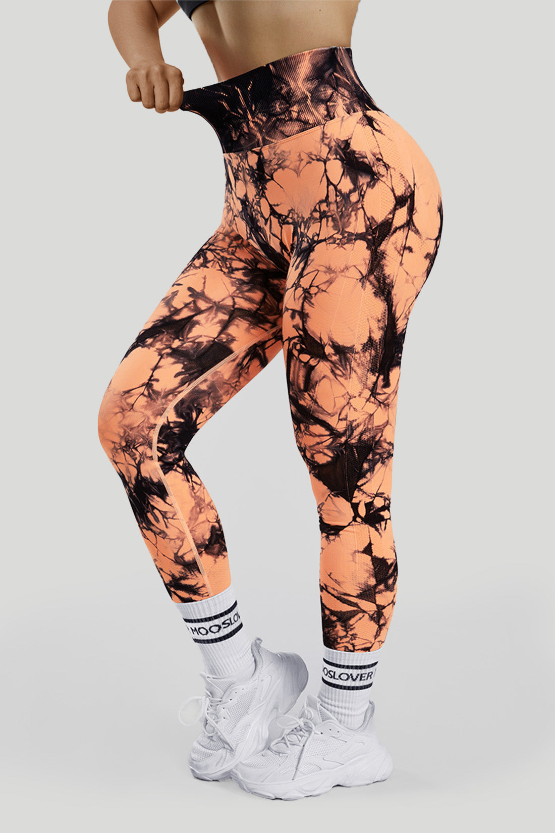 Legging taille haute sans coutures avec effet tie-dye et effet liftant