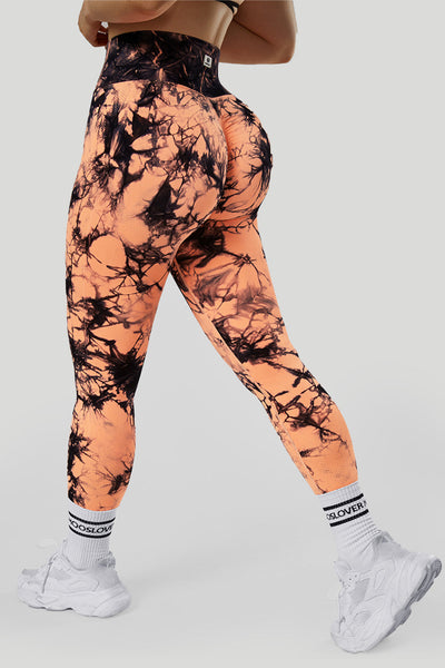 Legging taille haute sans coutures avec effet tie-dye et effet liftant