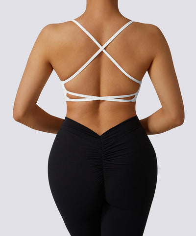 Soutien-gorge dos nu à bretelles multiples de couleur unie