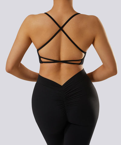 Soutien-gorge dos nu à bretelles multiples de couleur unie