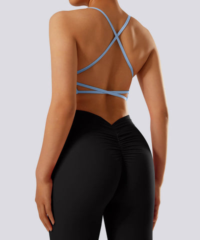 Soutien-gorge dos nu à bretelles multiples de couleur unie