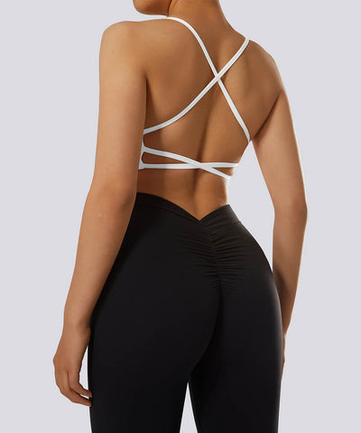 Soutien-gorge dos nu à bretelles multiples de couleur unie