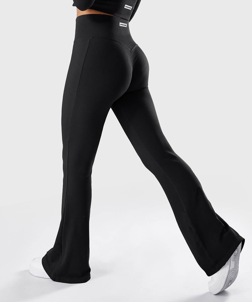 Ensemble de leggings côtelés évasés sans coutures à bretelles torsadées